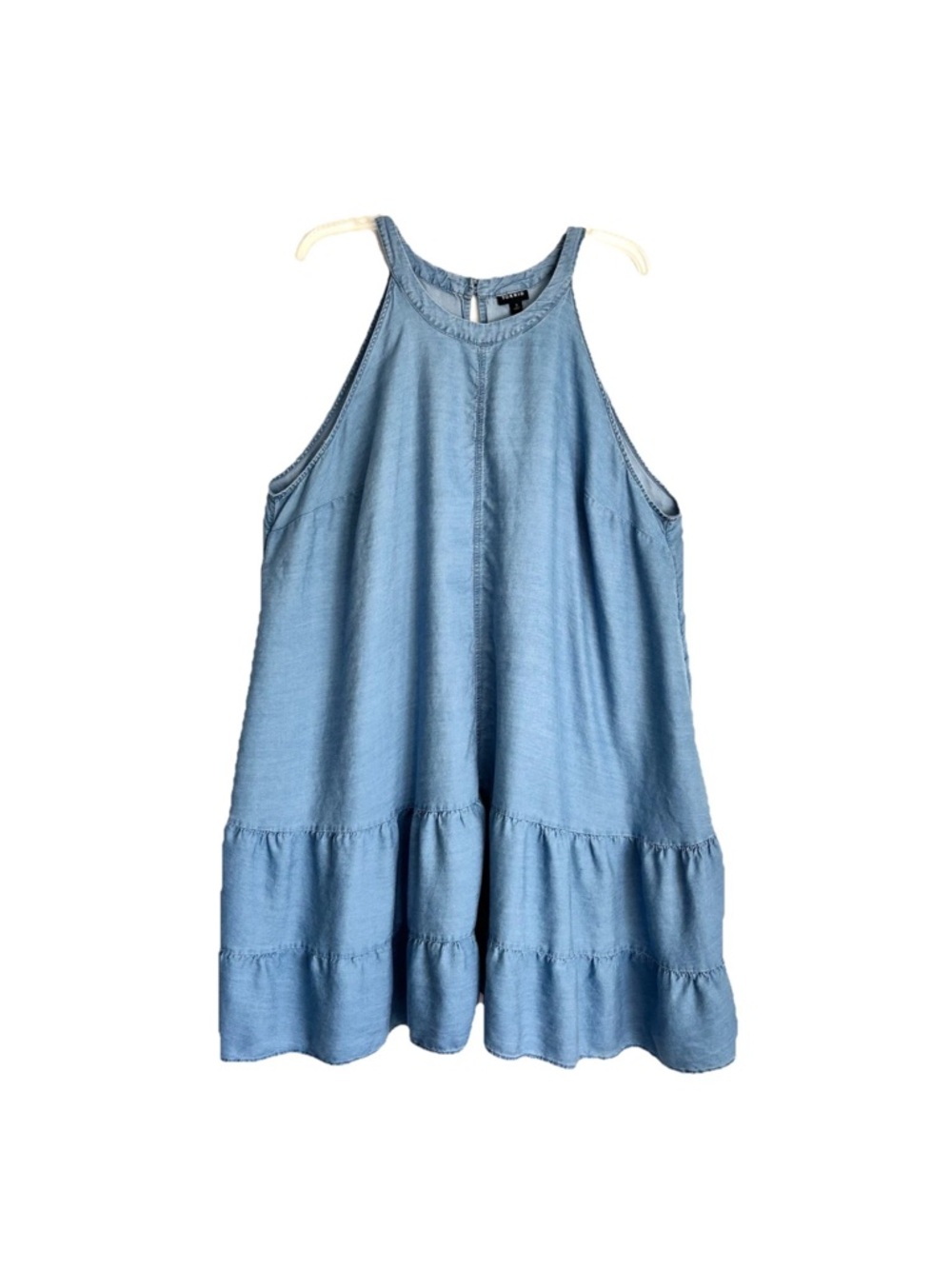 Torrid High Neck Tiered Denim Chambray Sleeveless Dress